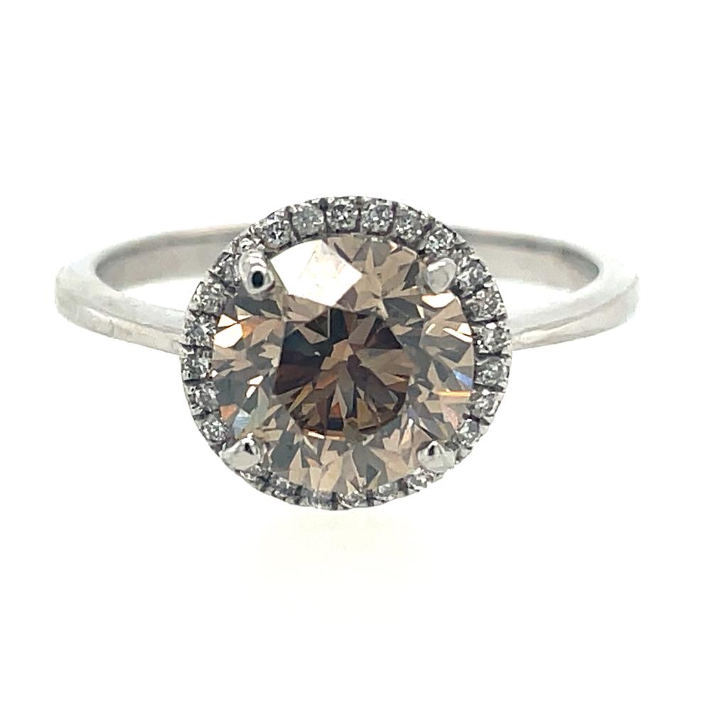 Classic Halo Champagne Diamond Ring