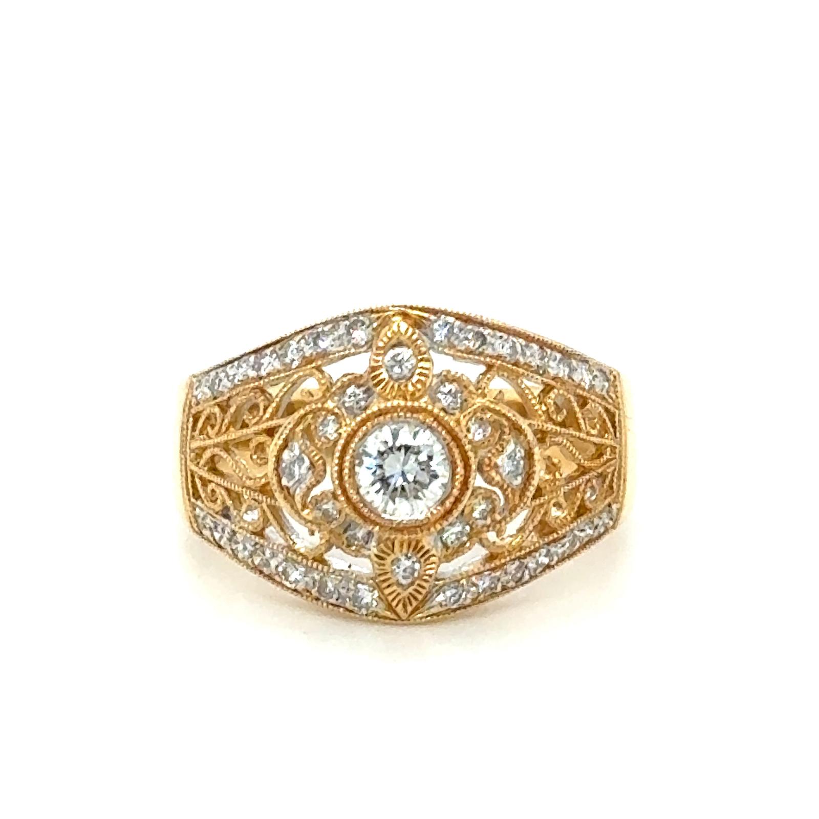 Imperial Gold Filigree Diamond Ring
