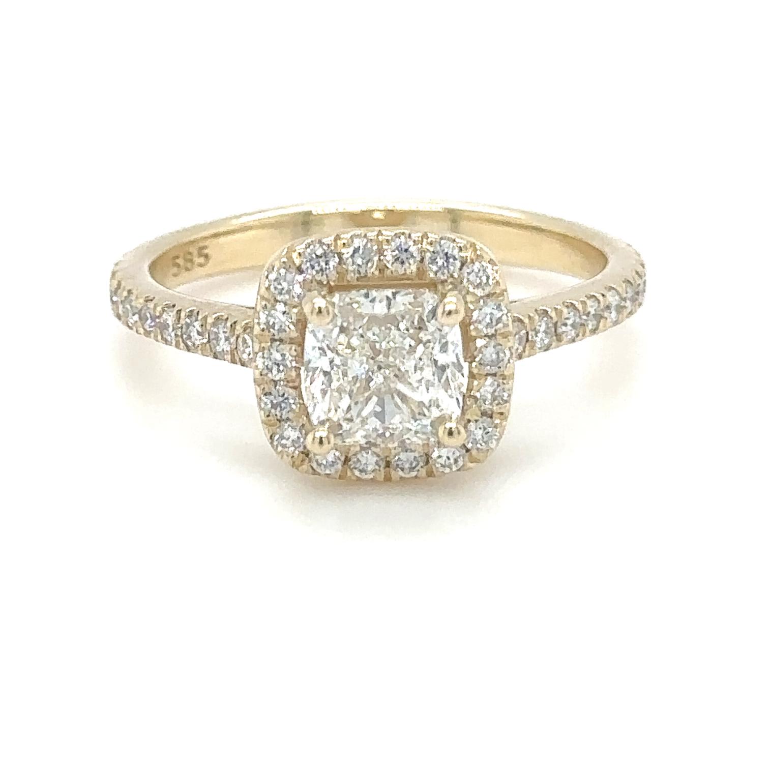 Radiant Cushion Halo Ring