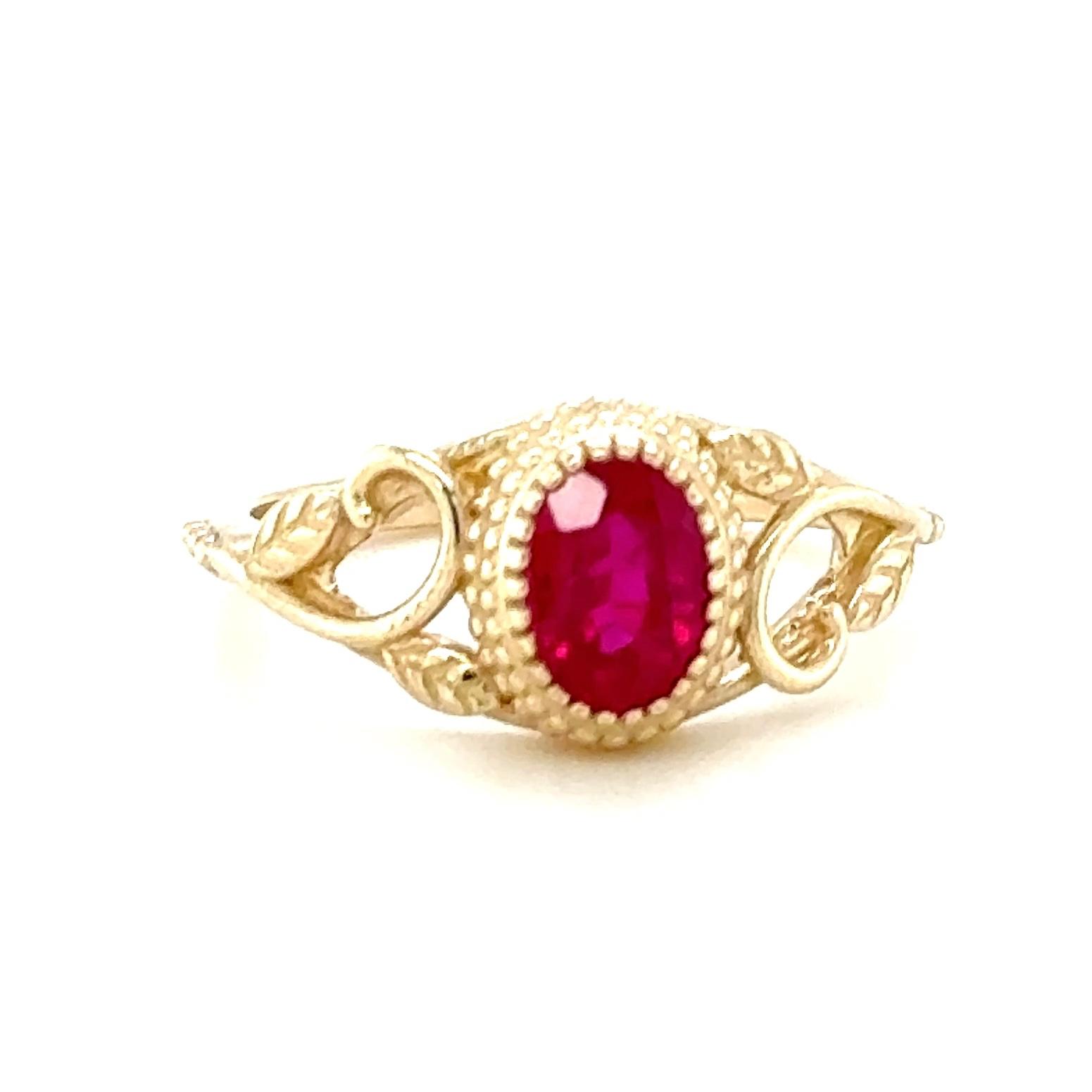 Vintage Ruby Scroll Ring