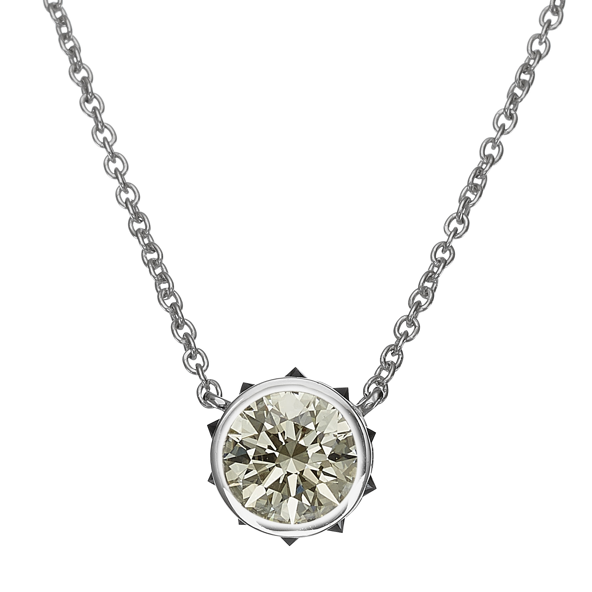 Round Fancy Yellow Diamond Pendant