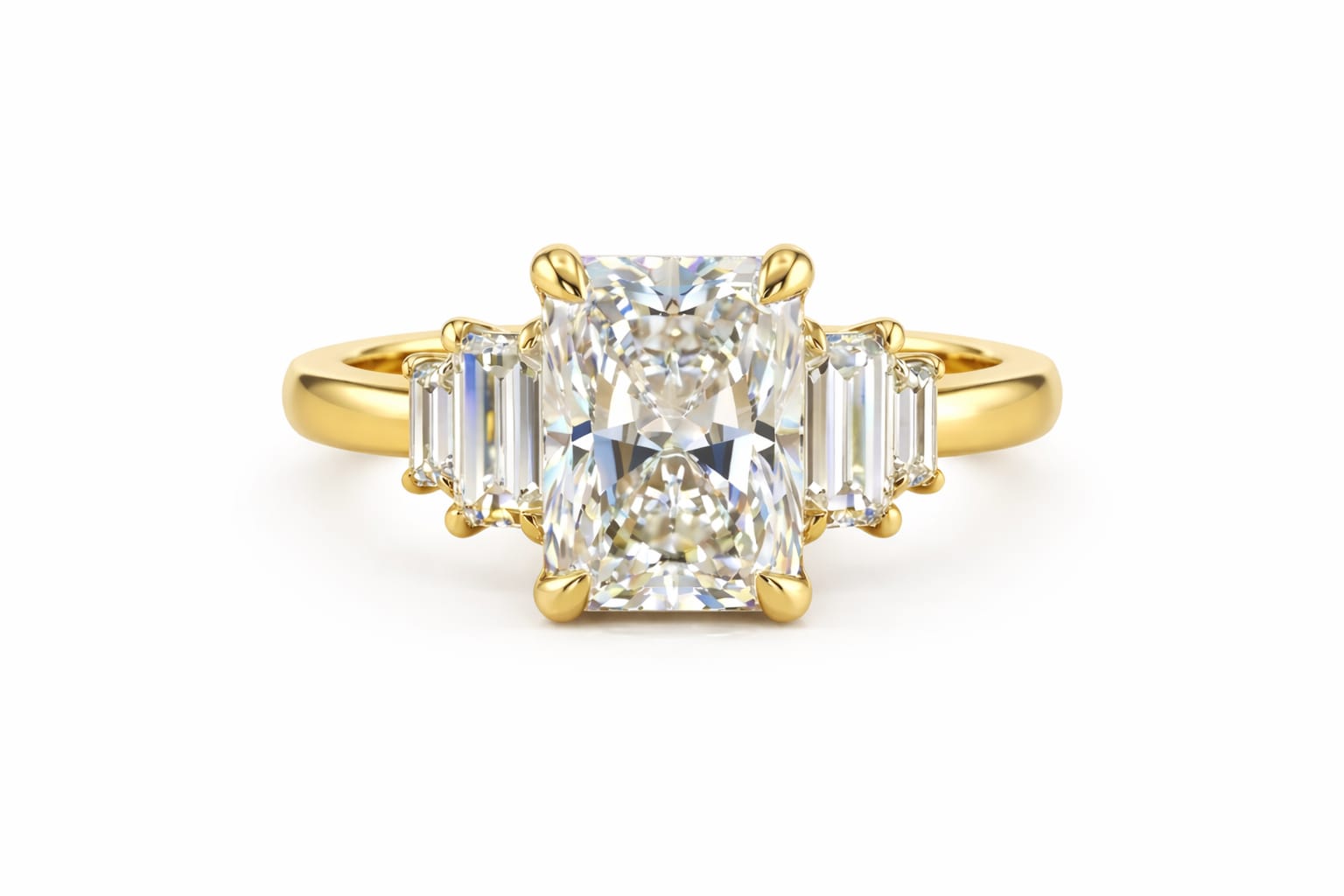 Radiant Diamond Ring with Baguettes