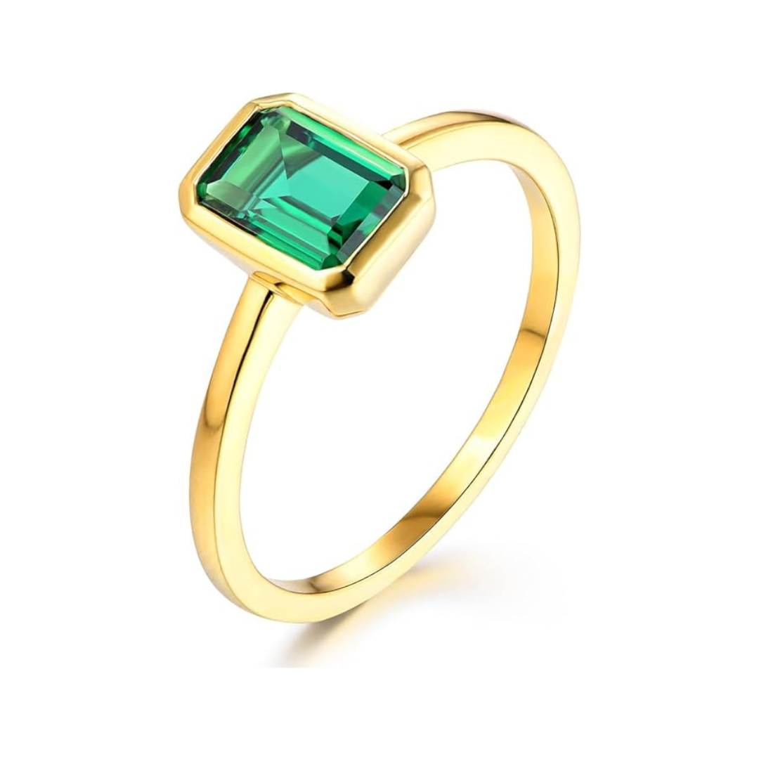 Emerald Solitaire Bezel Ring